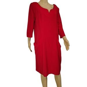 1980s Red Long Sleeves Sheath Midi Dress Willy's New York Co Size 18